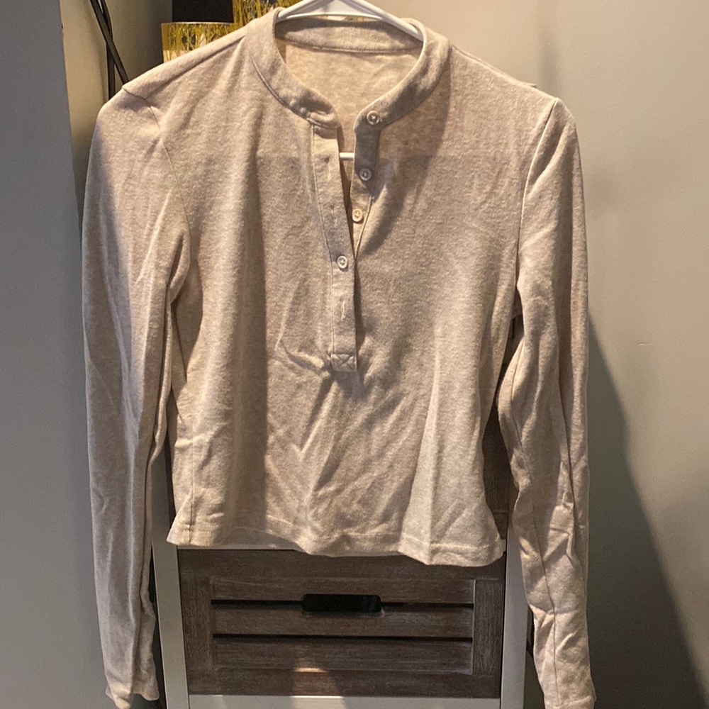 Half button up top in cream!